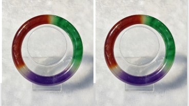 老坑翡翠三彩手镯